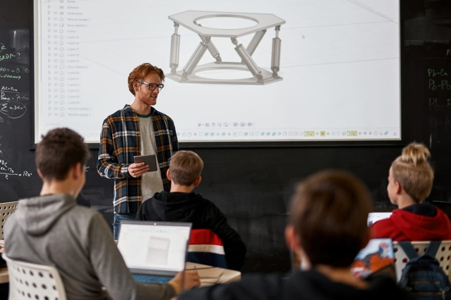 Vocational-school teachers in school
