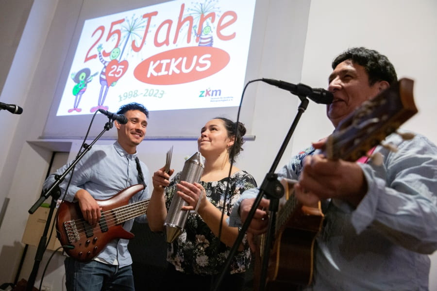 A band performing at the 25 years of Kikus event